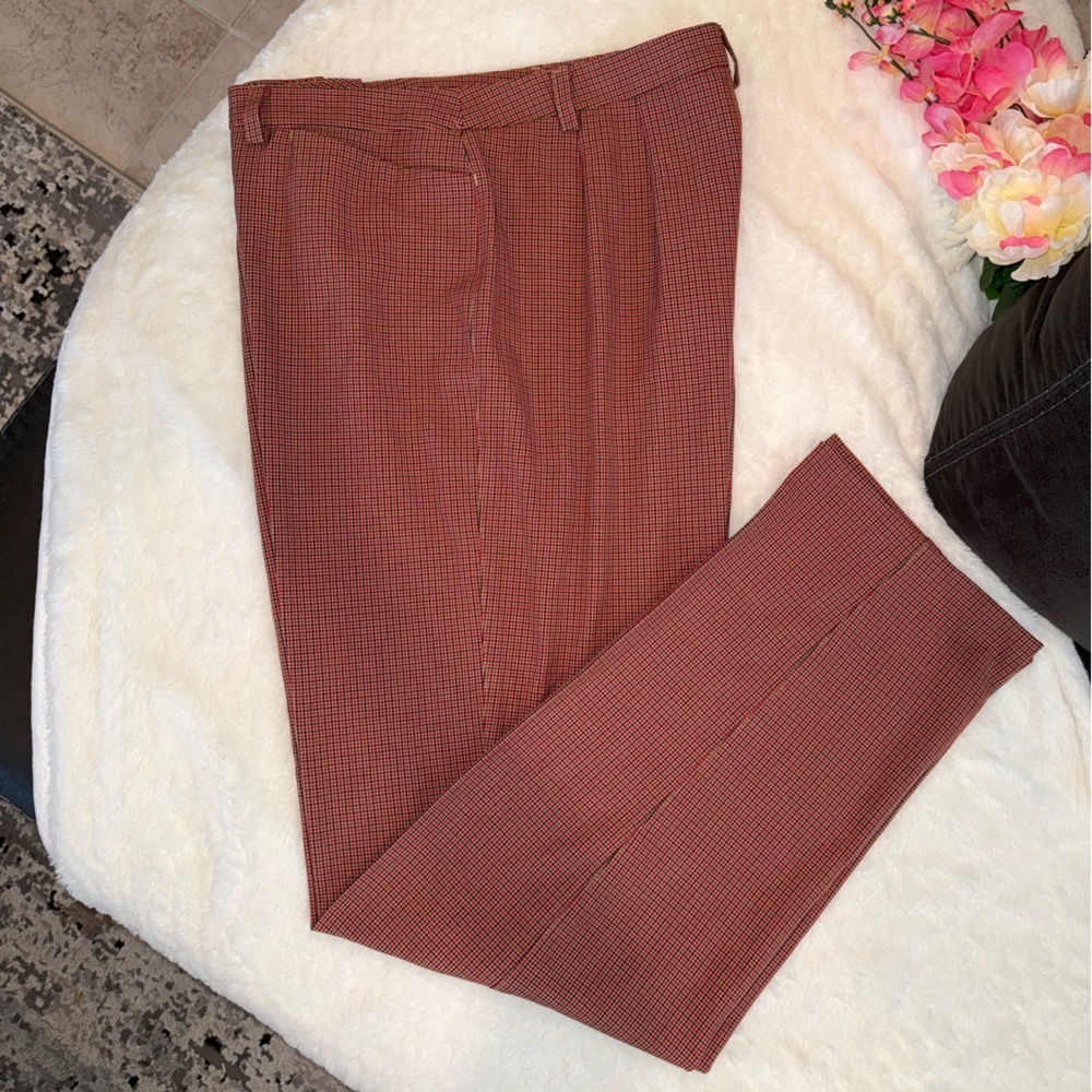 2 x 20$ Liz Claiborne Women's Burgundy Checkered Pants Size 12